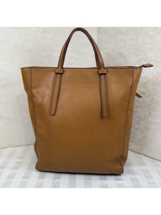 Fossil Brown/Tan Pebbled Leather Tote Bag Camilla Convertible Backpack Purse main image 5